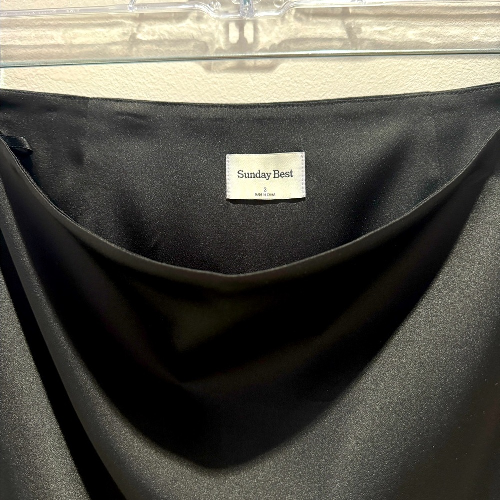 Aritzia SUNDAY BEST black satin mini skirt